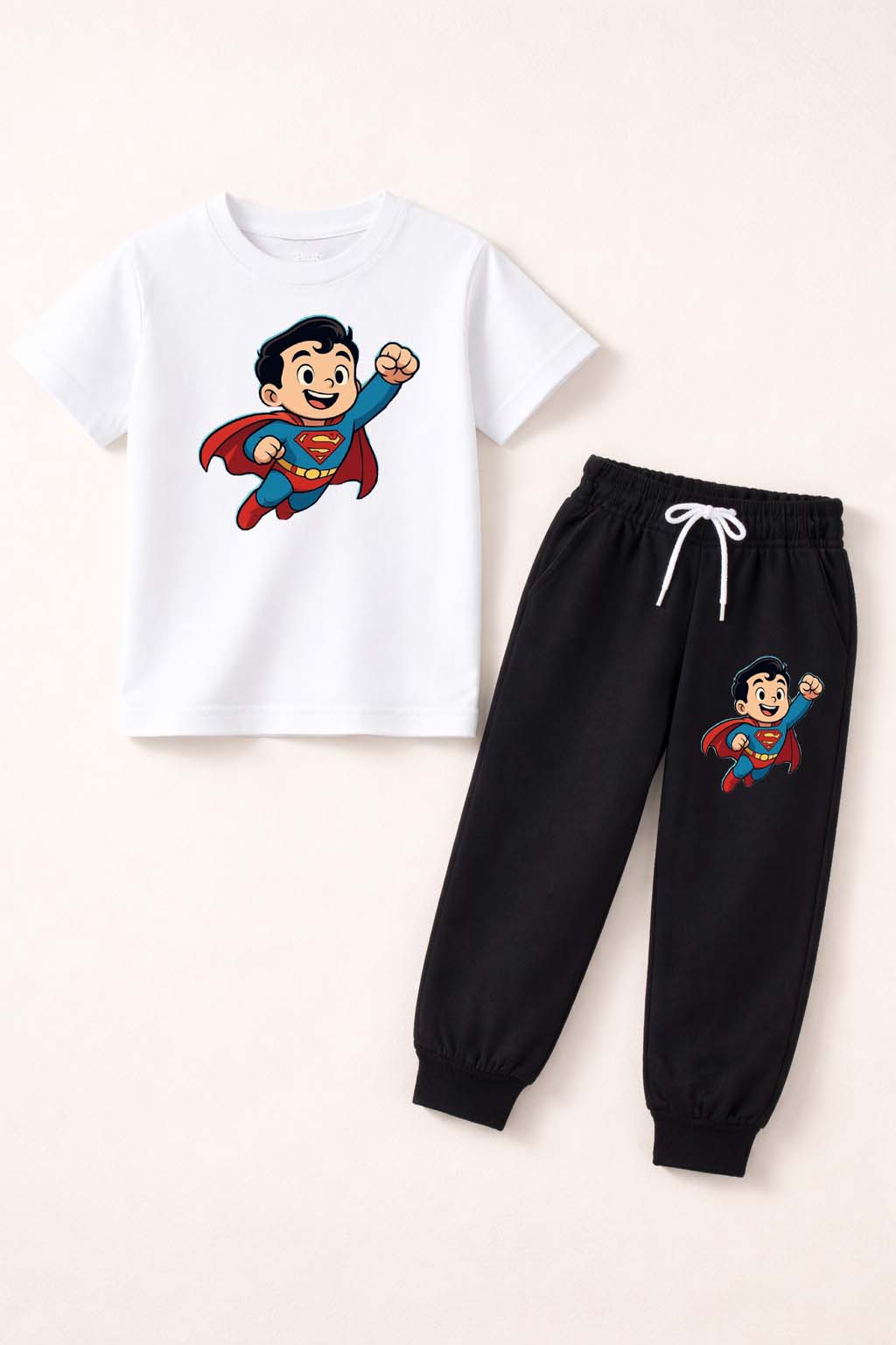 Superman 2-Piece Kids Summer Tracksuit 🌞  Hero Printed T-Shirt + Comfortable Jogger Trouser