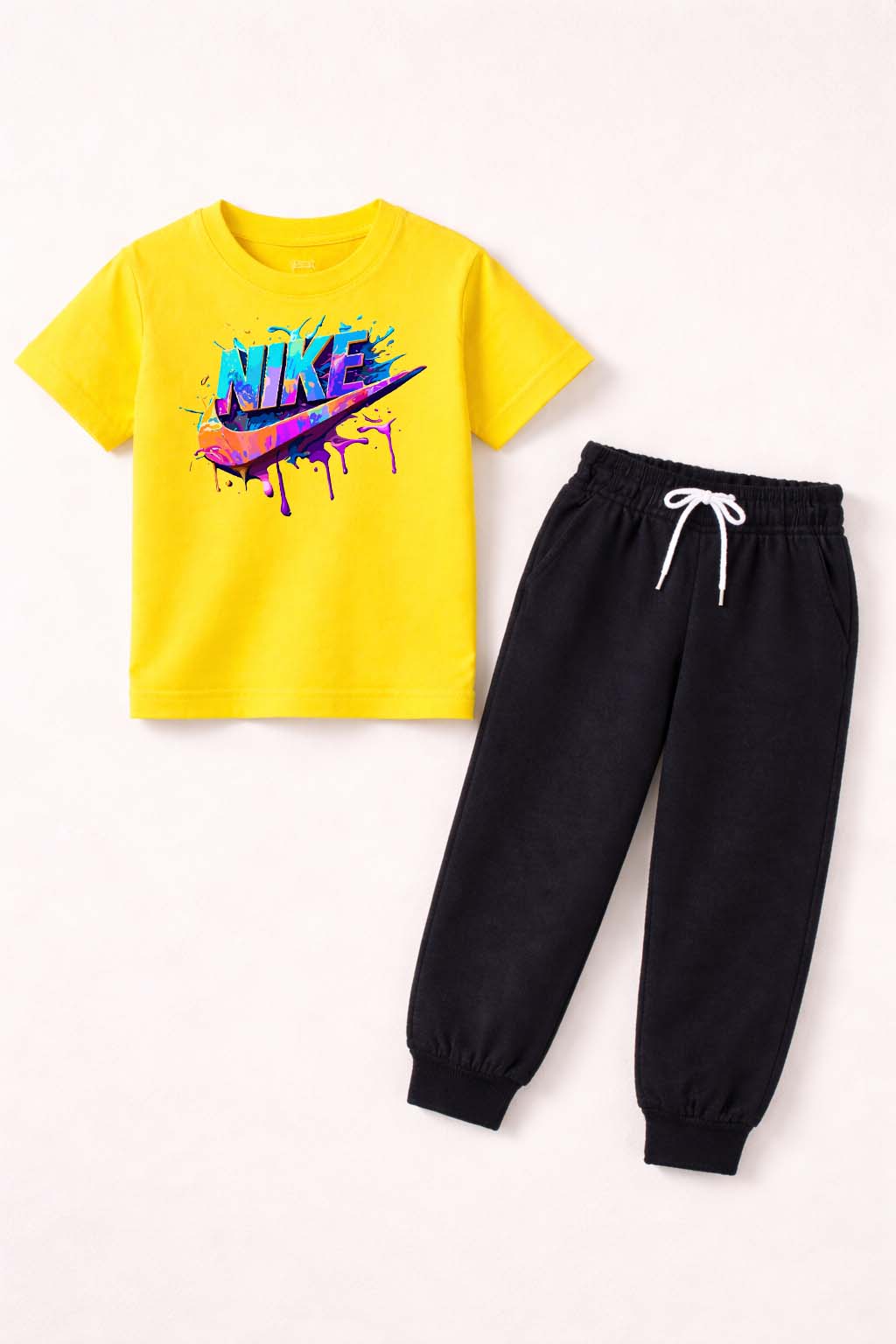 🌟 DTF NIKE   Kids 2-Piece Summer Tracksuit 🌟  (Premium Printed T-Shirt + Soft Jogger Trouser)