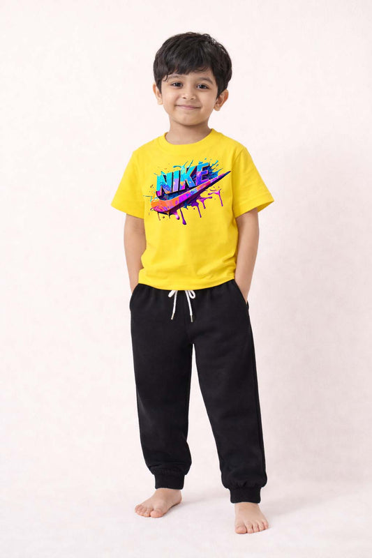 🌟 DTF NIKE   Kids 2-Piece Summer Tracksuit 🌟  (Premium Printed T-Shirt + Soft Jogger Trouser)
